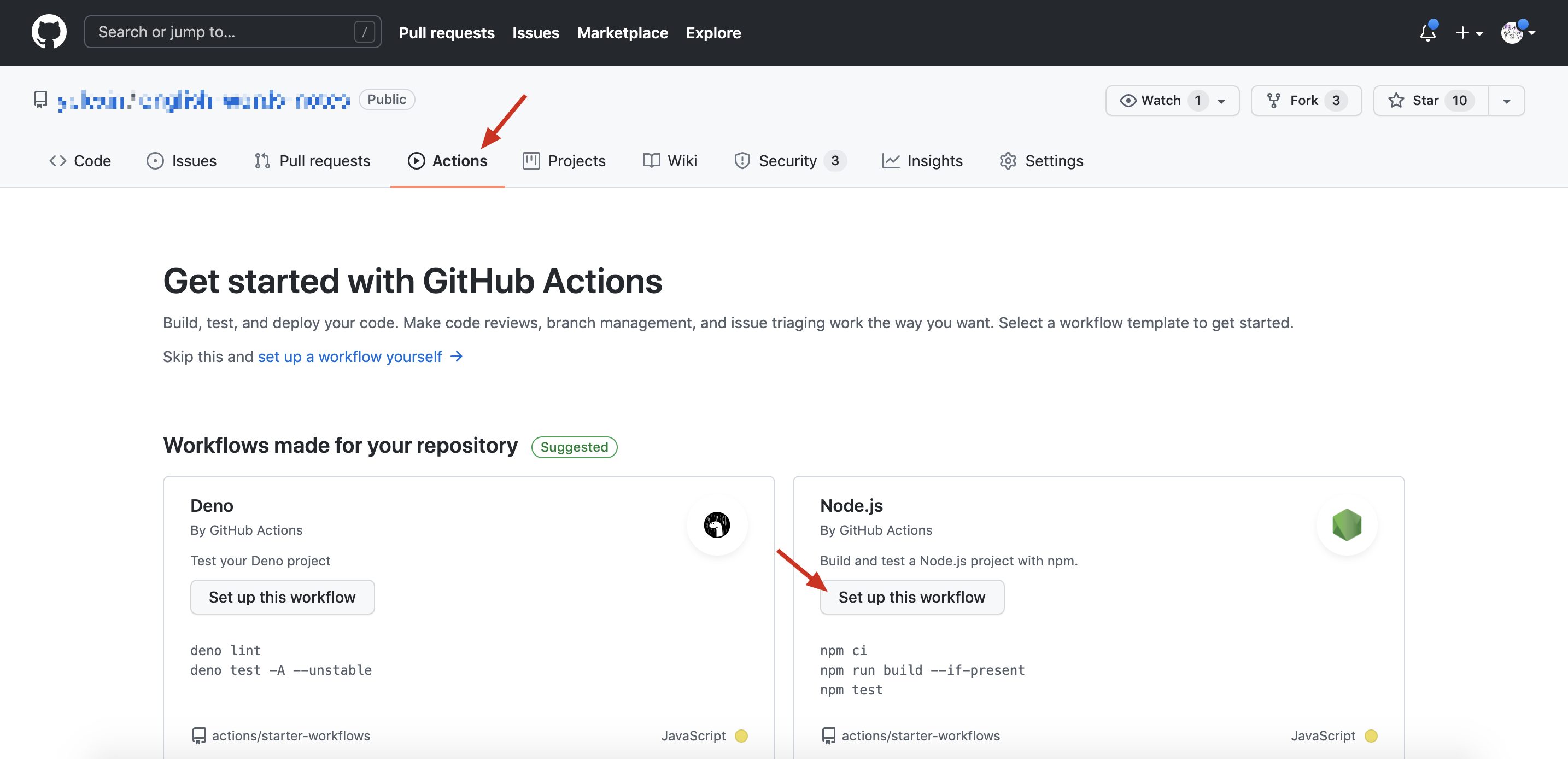 创建 Github Actions